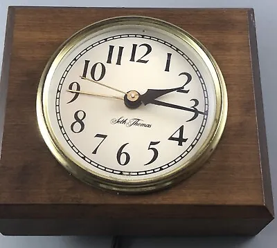 Vintage Seth Thomas Edgewood Wood Alarm Clock Mid Century Snooze USA Works C3.3 • $26