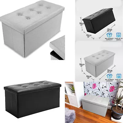 Storage Box Foldable Ottoman Seat Toy Storage Box Foot Stool Bench Home Stool • £17.99