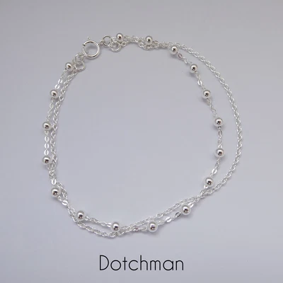 $45 • Buy 925 Sterling Silver Spheres With Twin Chain Bracelet 17.5CM