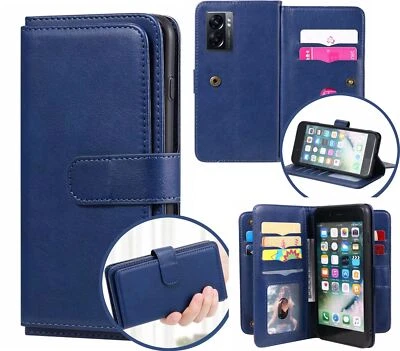 $13.50 • Buy Oppo A57 5g Case PU Leather Retro Style 10 Card Triple Layer Wallet