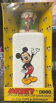 Vintage 1986 Disney Mickey Mouse Dixie Cup Dispenser Pop Up Bathroom Kitchen • $35.99