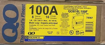 Qo816l100f Square D 8 Spaces 16 Circuits 100amp Load Center New Best Price • $59.82