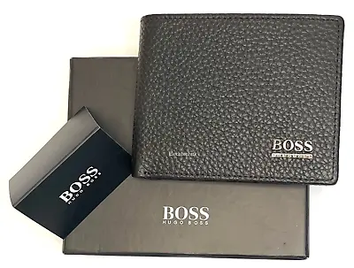 £29.99 • Buy Hugo Boss Men's Moneme Metal Logo Bifold Leather Coin & Card Wallet_Black