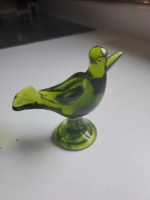 Vintage Viking Glass Epic Twist Green Bird Figurine MCM Art Glass • $80