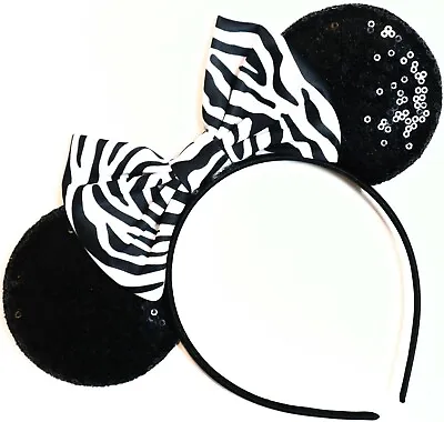 Animal Kingdom Zebra Minnie Mouse Ears Headband Disneyland-HANDMADE • $11.99