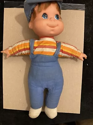 Mattel Biffy BABY BEANS Boy Doll 1970 Vintage Toy Rare Conductor Overalls   • $28.97