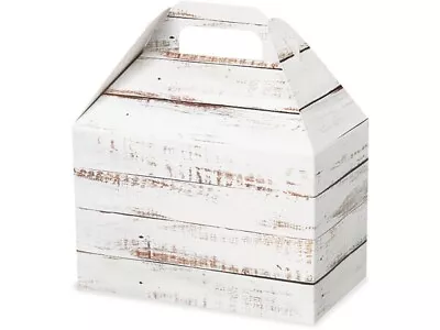 DISTRESSED WOOD Design GABLE Cardboard Gift Box 8.5 X4.75 X5.5  (CLOSEOUT ITEM) • $4.17