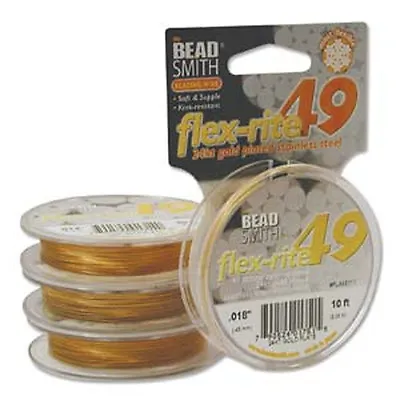 $16.22 • Buy 24kt Gold Plated Stainless Steel Flex Rite Beading Wire .018  10' 49 St