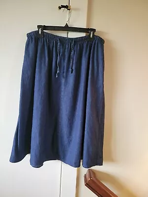 Woman Within Womens Denim A-Line Skirt Stretch Drawstring Elastic Waist Size 16P • $15.99