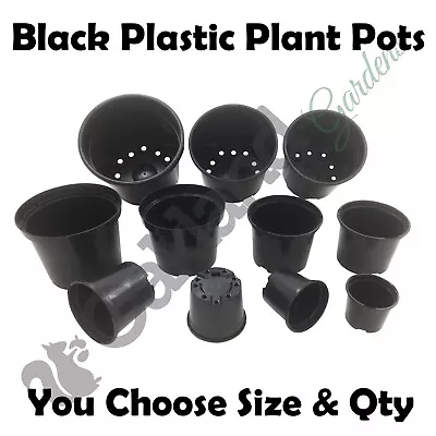 Commercial Black Plant Pot Plastic Plant Pots 1 1.5 2 3 4 5 7.5 10 15 20 Litres • £6.75