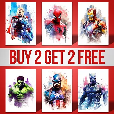 Marvel Avengers MCU Watercolor Style Posters Stylish Superhero Bedroom Posters • £9.99