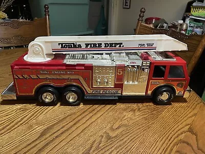 Vintage 1993 23  Tonka Fire Truck Engine No 5 Rescue Boom Ladder Truck • $39.99