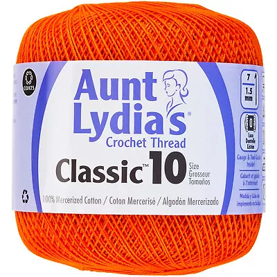 Aunt Lydia's Classic Crochet Thread Size 10-Pumpkin 154-431 • £11.14