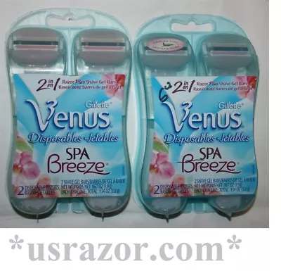 4 Gillette Venus Spa Breeze Disposable Razor Shaver Handle Blade Women White Tea • $19.99