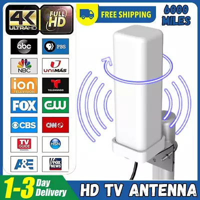 6000 Mile Outdoor 1080P 4K Digital HD TV Antenna 360° Satellite Signal Amplified • $19.99