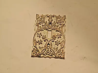 Vtg. Single Light Switch Cover Plate Gold White Metal Ornate 1960's • $9.99