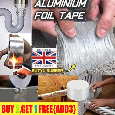 £5.99 • Buy Super Strong Aluminum Foil Tape Butyl Seal Rubber Tape Waterproof Roof Repair UK