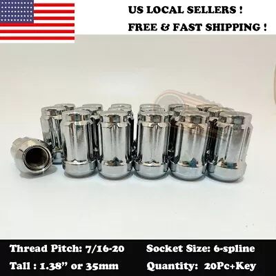 20pc+key 7/16-20 Chrome Spline Acorn Lug Nuts For Chevy Caprice Impala El Camino • $20.99