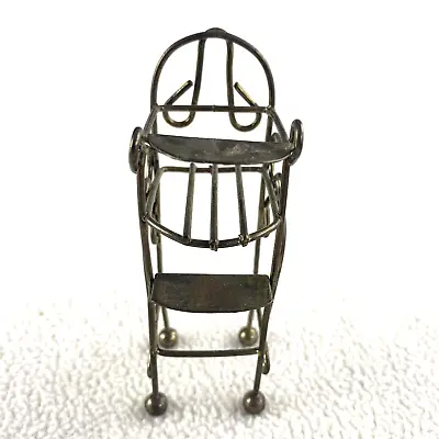Vintage Dollhouse Brass Baby High Chair Tray Nursery Furniture • $14.44