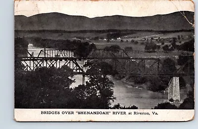 Postcard Virginia Riverton Railroad Bridge S Over Shenandoah River S & NW Crease • $20