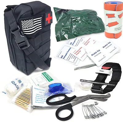 Military Zippered IFAK First Aid Kit Supplies & Tourniquet 145 Pcs Travel Pack • $28.99