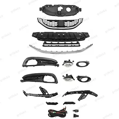 14PC For CIVIC Sedan 2013-2015 Bumper Grille Mesh Fog Lamps HeadLamp Bracket Kit • $106.96