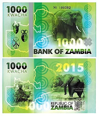 $6.50 • Buy 2015 Zambia 1000 Kwacha Elephant Private Fantasy, One Note Uncirculated