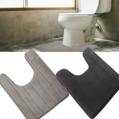 £5.99 • Buy U Shaped Non-Slip Bathroom Pad Rug Home Coral Fleece Bath Pedestal Toilet Mat