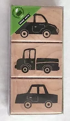 Hero Arts Rubber Stamp Set Three Fun Cars  LP214 Car Trio Wood Mount SEALED • $8