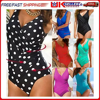 £12.34 • Buy Lady Tummy Control Swimming Costume Monokini One Piece Bathing Swimwear Swimsuit