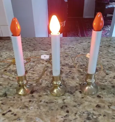 Vintage Christmas Window Candle Brass With Bulbs Lights Lot Of 3 • $9.95