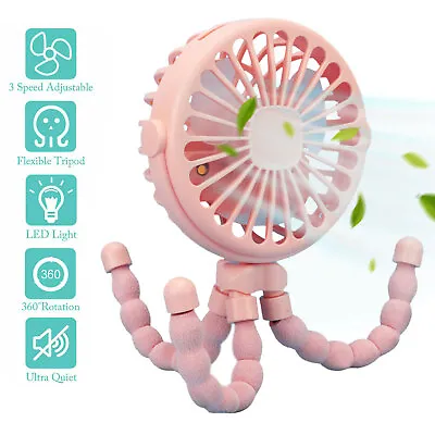 $16.99 • Buy Car USB Fan Flexible Octopus Clip-on Mini Fan LED Baby Stroller Fan Handheld Fan