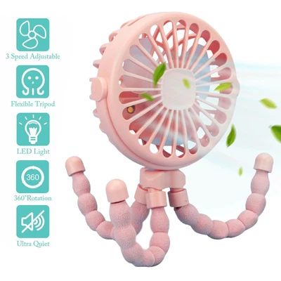 $16.99 • Buy Car USB Fan Flexible Octopus Clip-on Mini Fan LED Baby Stroller Fan Handheld Fan