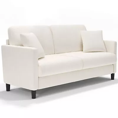 65'' Teddy Velvet Sofa Modern Couch Loveseat Settee Apartment Office Couch Beige • $195.68