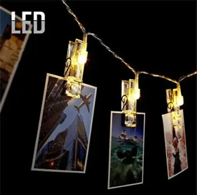 20 LED Battery Photo Clip Light Peg Fairy String Lights Wedding Picture From UK • £5.49