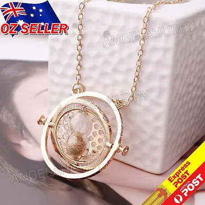 $4.99 • Buy Harry Potter Gold Tone Hourglass Necklace Pendant Time Turner Hermione NEW
