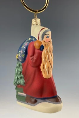 $85 • Buy Vaillancourt Faster Santa Faster Folk Art German Glass Ornament Mint In Box F2