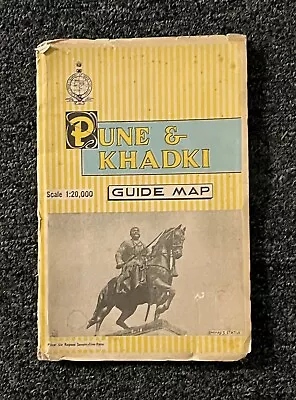 1971 Large Pune & Khadki Survey Guide Folding Map Of India 35  X 30  • $45