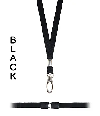 £1.99 • Buy Black ID Lanyard Neck Holder Strap String Cord Safety Breakaway Pass Metal Clip