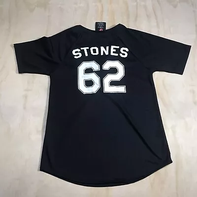 W899 ROLLING STONES Baseball Jersey Embroidered Patch Black Women’s Small #62 • $34.18