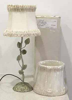 LAURA ASHLEY 2 X 'KATE' Floral Metal Table Lamps Pure Silk Lampshades - 1 NEW • $189