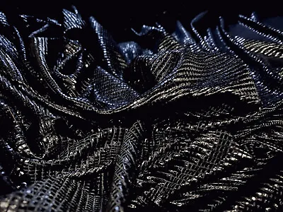 Embossed Satin Crocodile Skin Jersey Dress Fabric Per Metre - Black • £5.99