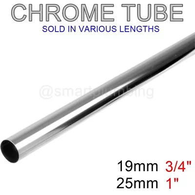 Chrome Tube Cut To Length Wardrobe Rail Hanging Clothes 19mm 25mm *FREE DELIVERY • £3.49