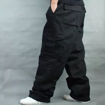 Mens Cargo Baggy Athletic Sweatpants Plus Winter Hip Hop Loose Pants Trousers • $25.20