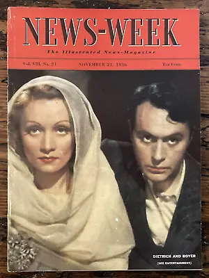 Newsweek Magazine November 21 1936 Marlene Dietrich Vintage Advertisements • $15.90