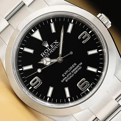 2012 ROLEX MENS EXPLORER I 214270 MK1 BLACK 3-6-9 DIAL STEEL 39MM WATCH W/ CARD • $11914.91