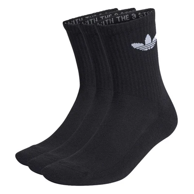 $25 • Buy Adidas - Cushioned Trefoil Mid-Cut Crew 3 Pack Socks Black