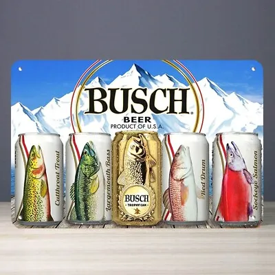 Busch Beer Fishing Metal Tin Sign Mancave Bar Pub Wall Decor Busch Beer Sign NIB • $13.99