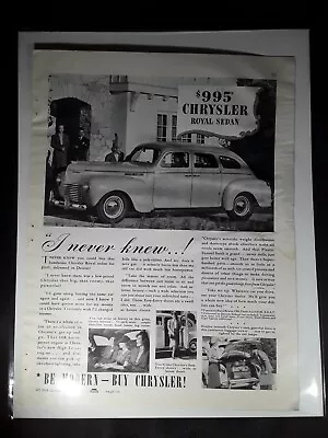 Original 1940 Chrysler Royal Sedan Magazine Ad  I Never Knew!  • $6