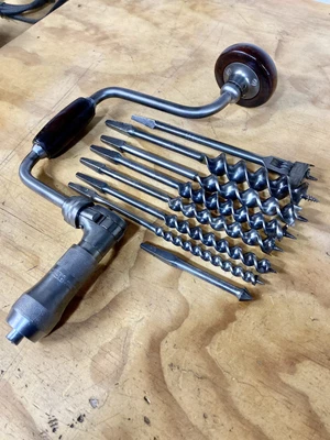 $59.95 • Buy Vintage Millers Falls #322 10” Bit Brace Hand Drill & 8 Piece Bit Set, Excellent